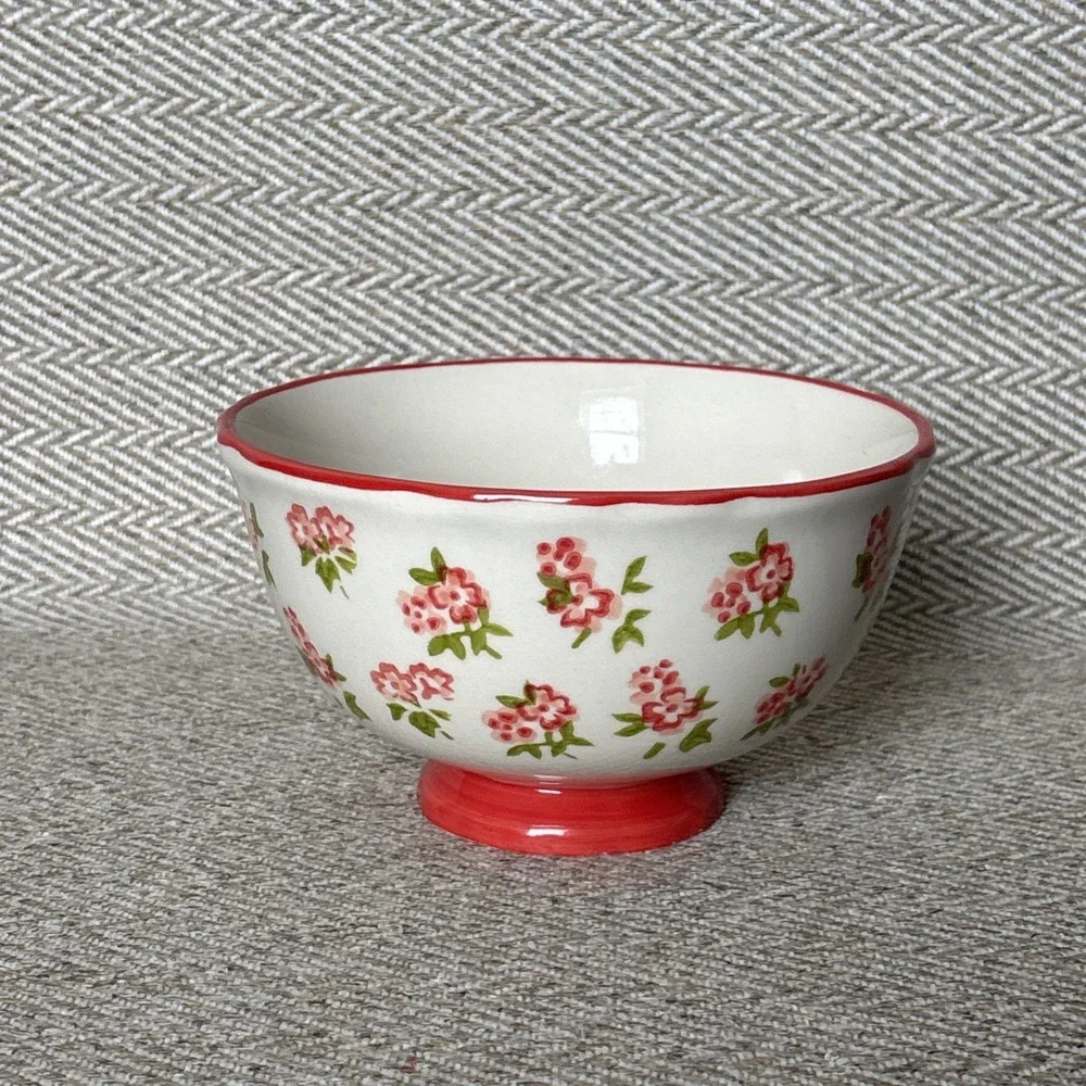 Pioneer Women Timeless Floral Red Footed Pedestal Bowl 6